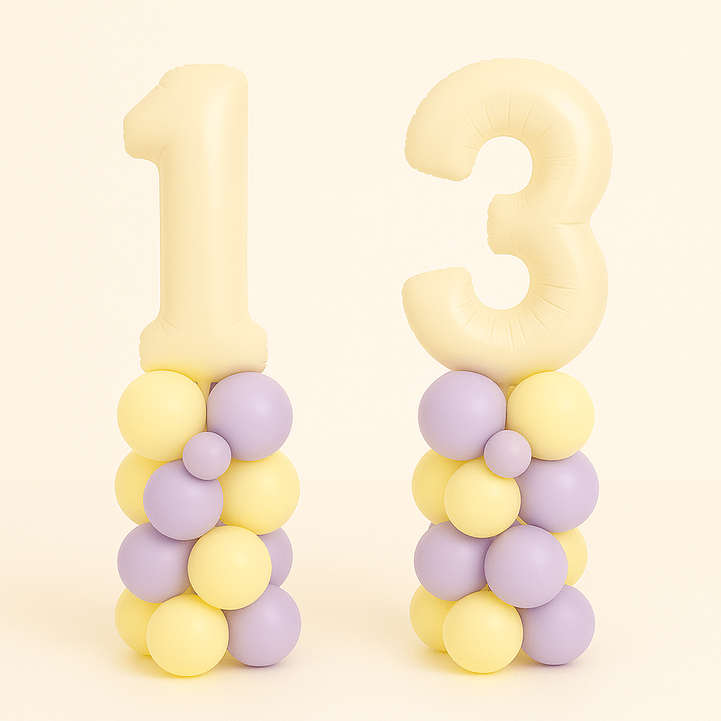 Columna de Globos con Número color Crema – 1,5 m Altura - NAROSA SWEET PARTY