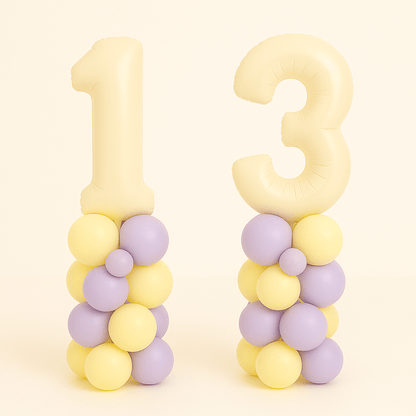 Columna de Globos con Número color Crema – 1,5 m Altura - NAROSA SWEET PARTY