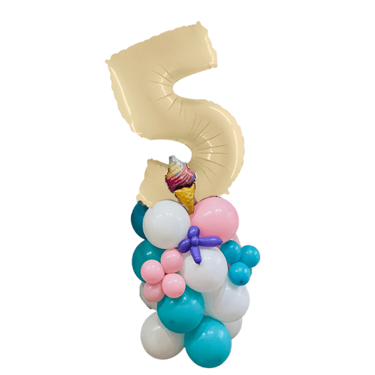 Columna de Globos con Número color Crema – 1,5 m Altura - NAROSA SWEET PARTY