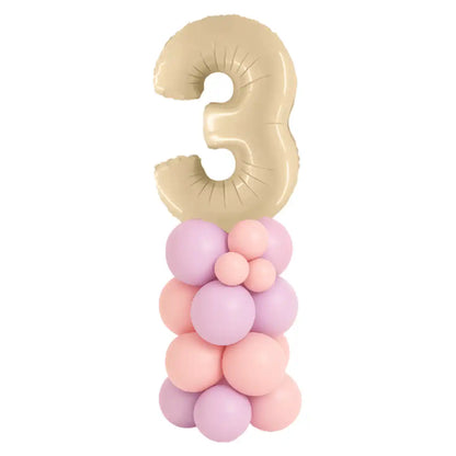 Mini Columna de Globos con Número color Crema - Narosa Sweet Party Barcelona
