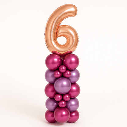 Columna de Globos con Número Metalizada (1,5 m) –Cromada, Sin Helio - NAROSA SWEET PARTY