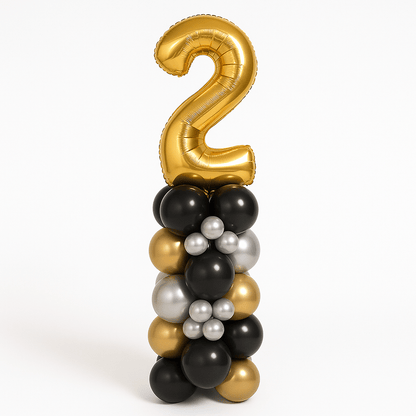 Columna de Globos con Número Metalizada (1,5 m) –Cromada, Sin Helio - NAROSA SWEET PARTY