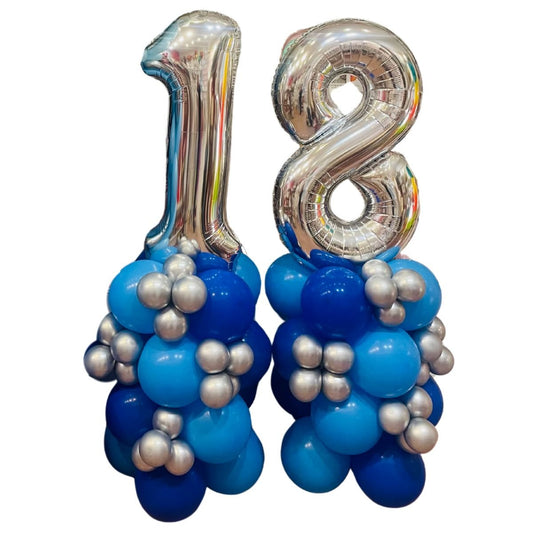 Columna de Globos con Número Metalizada (1,5 m) –Cromada, Sin Helio - NAROSA SWEET PARTY