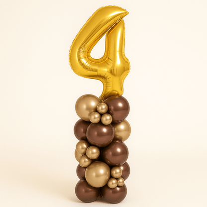 Columna de Globos con Número Metalizada (1,5 m) –Cromada, Sin Helio - NAROSA SWEET PARTY