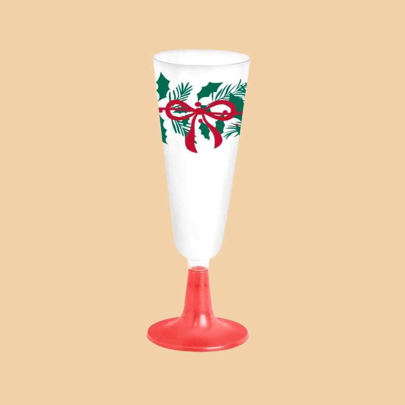 Copa de Cava PS Reutilizable 150 cc All I Want For Christmas Roja (4 uds) - NAROSA SWEET PARTY
