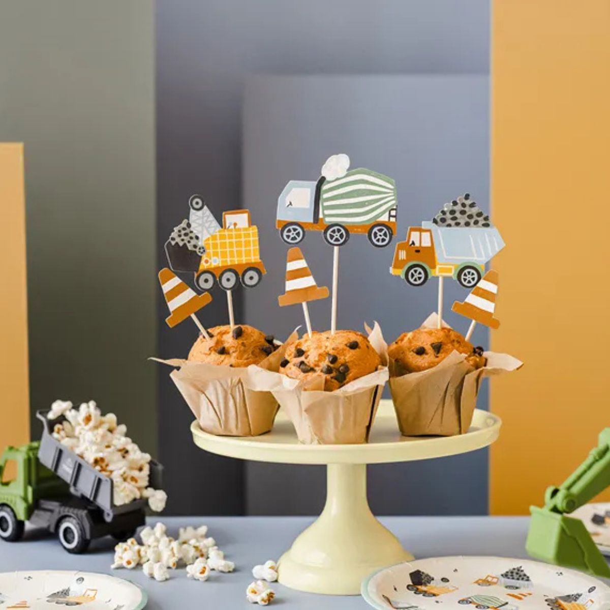 Cupcake Toppers Vehículos de Construcción – Set x6 (4–7 cm) - NAROSA SWEET PARTY