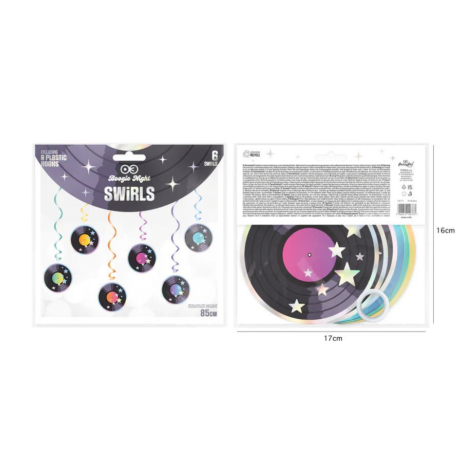 Decoración Colgante Disco Retro – Pack x6 – Placas de 12 cm – Fiesta Años 70 - NAROSA SWEET PARTY