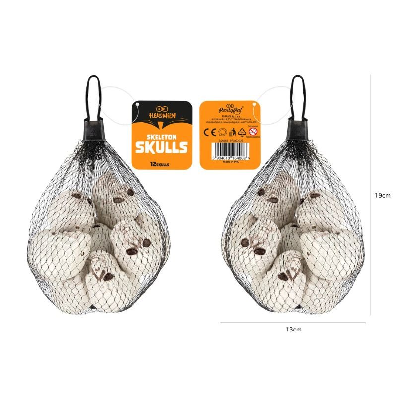 Decoración Halloween calaveras, 5 x 4 cm, 12 uds. - NAROSA SWEET PARTY