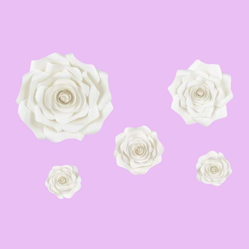 Flores de Papel Grandes Color Crudo (5 uds) - NAROSA SWEET PARTY