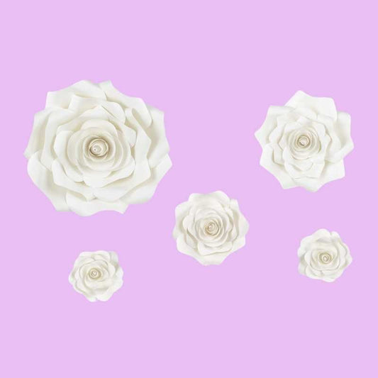 Flores de Papel Grandes Color Crudo (5 uds) - NAROSA SWEET PARTY
