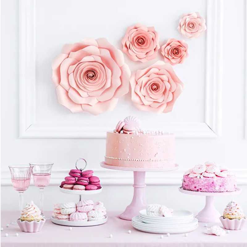 Flores de Papel Grandes Rosa (5 uds) - NAROSA SWEET PARTY