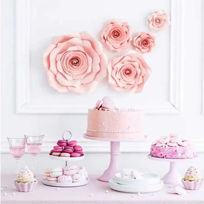 Flores de Papel Grandes Rosa (5 uds) - Narosa Sweet Party Barcelona