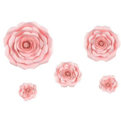 Flores de Papel Grandes Rosa (5 uds) - NAROSA SWEET PARTY