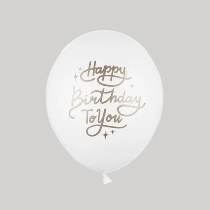 Globo 30 cm “Happy Birthday To You” – Blanco Pastel y Dorado - NAROSA SWEET PARTY