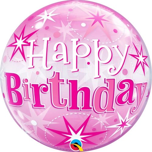 Globo Bubble Feliz Cumpleaños Rosa 56 cm – Starburst Sparkle - NAROSA SWEET PARTY