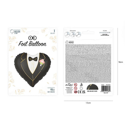 Globo Corazón Novio 45 cm – Apto Aire o Helio – Boda o Despedida - NAROSA SWEET PARTY