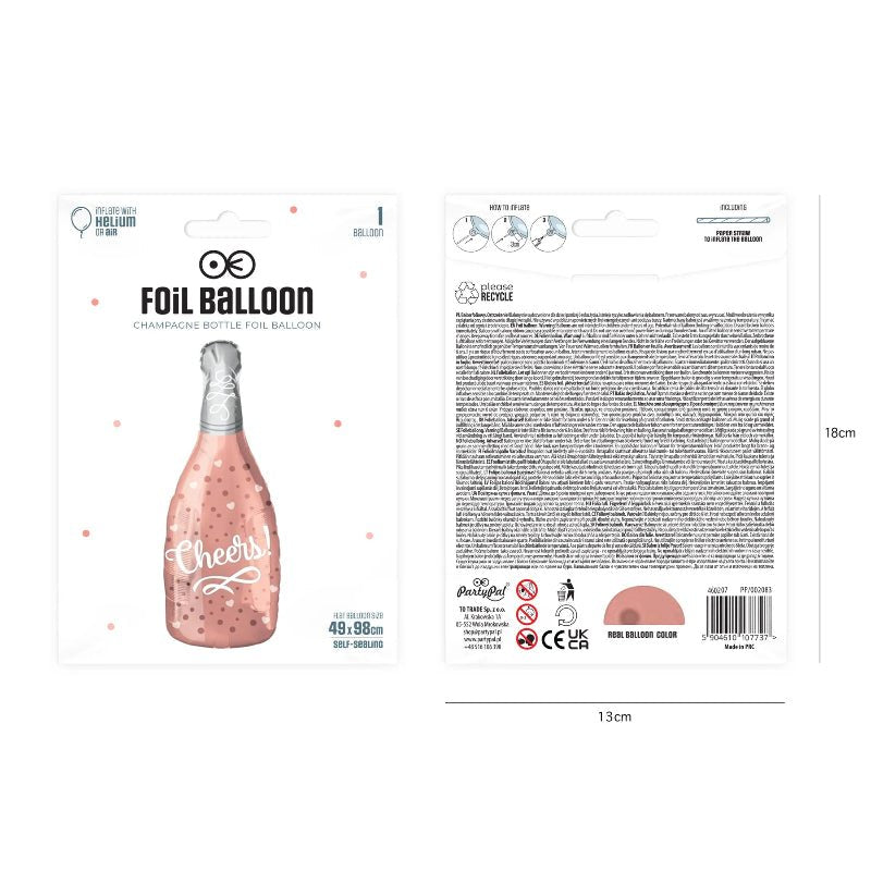 Globo de aluminio Champagne Cheers 49x98 cm - NAROSA SWEET PARTY