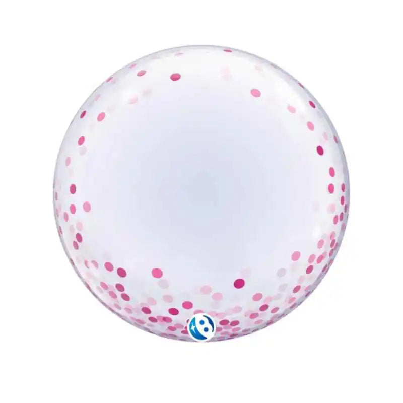 Globo Deco Bubble Pink Confetti Dots 61 cm | Aire y Helio - NAROSA SWEET PARTY