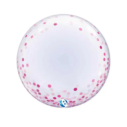 Globo Deco Bubble Pink Confetti Dots 61 cm | Aire y Helio - Narosa Sweet Party Barcelona