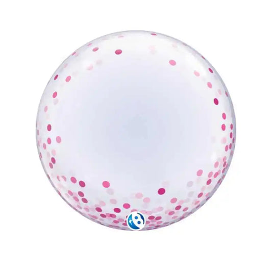 Globo Deco Bubble Pink Confetti Dots 61 cm | Aire y Helio - Narosa Sweet Party Barcelona