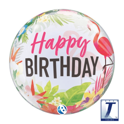 Globo "Feliz Cumpleaños" Estilo Tropical - Tonos Rosas - 45 cm - NAROSA SWEET PARTY