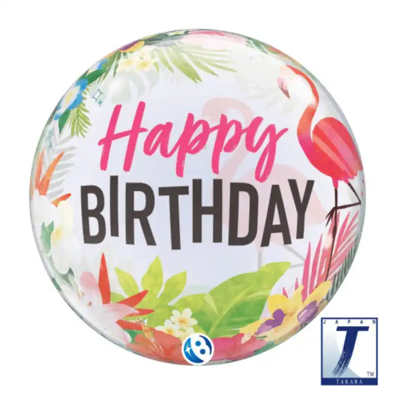 Globo "Feliz Cumpleaños" Estilo Tropical - Tonos Rosas - 56 cm - Narosa Sweet Party Barcelona