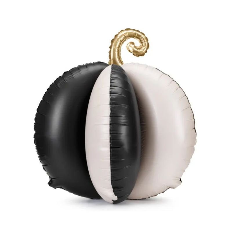 Globo Foil 3D Calabaza de Pie 58 cm – Negro, Crema y Dorado - NAROSA SWEET PARTY