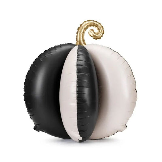 Globo Foil 3D Calabaza de Pie 58 cm – Negro, Crema y Dorado - NAROSA SWEET PARTY