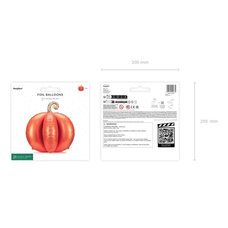 Globo Foil Calabaza 3D de Pie 90x90 cm – Naranja con Tallo Dorado - NAROSA SWEET PARTY