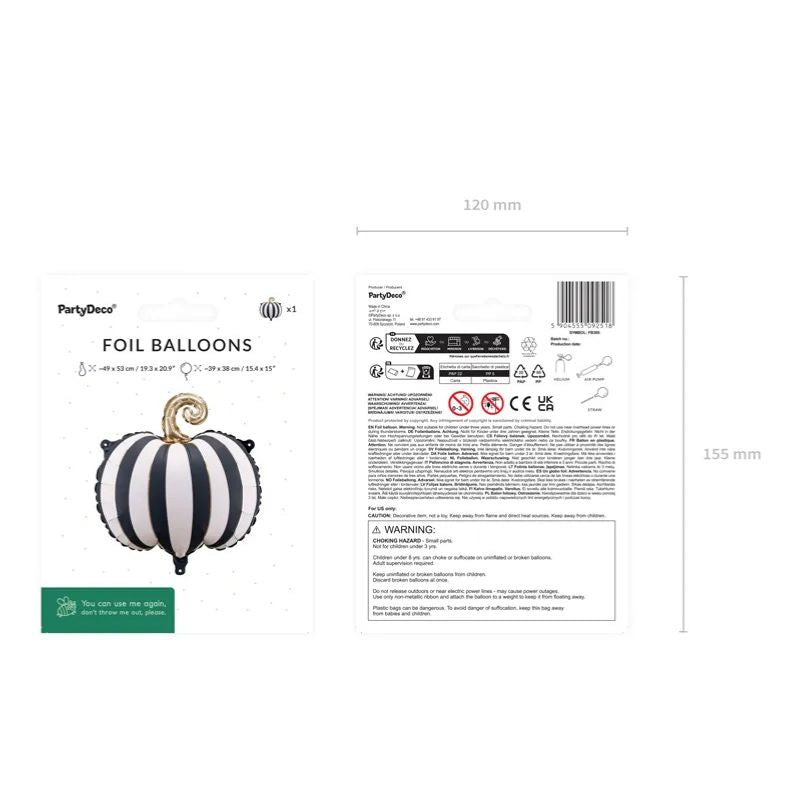Globo Foil Calabaza a Rayas 39x38 cm – Apto para Aire o Helio - NAROSA SWEET PARTY