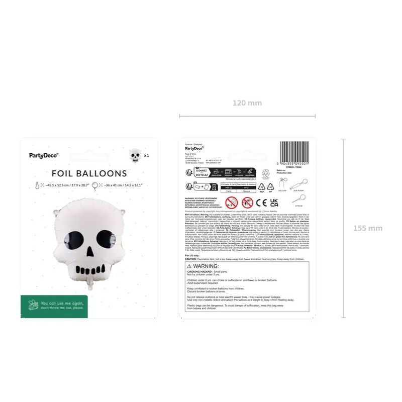 Globo Foil Calavera 36x41 cm – Apto para Aire o Helio - NAROSA SWEET PARTY