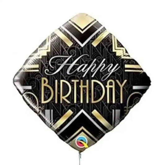 Globo Foil Cumpleaños Art Decó – 45 cm Diamante Negro - Narosa Sweet Party Barcelona