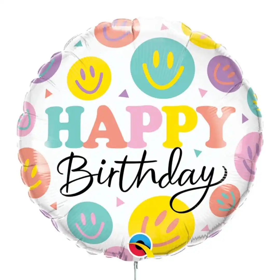 Globo Foil Redondo Caritas Sonrientes 45 cm | Apto Aire y Helio - Narosa Sweet Party Barcelona