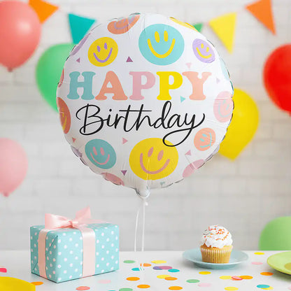 Globo Foil Redondo Caritas Sonrientes 45 cm | Apto Aire y Helio - Narosa Sweet Party Barcelona