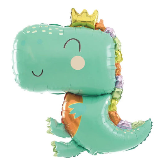 Globo Foil Dinosaurio con Corona 74x90 cm – Apto Aire o Helio - NAROSA SWEET PARTY