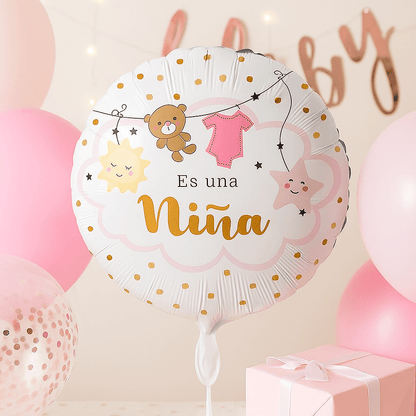 Globo Foil “Es una Niña” – 45 cm Rosa Multicolor - NAROSA SWEET PARTY