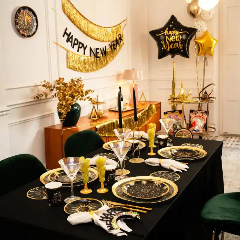 Globo Foil Estrella XL Happy New Year Negro 91 cm - Apto Aire y Helio - NAROSA SWEET PARTY