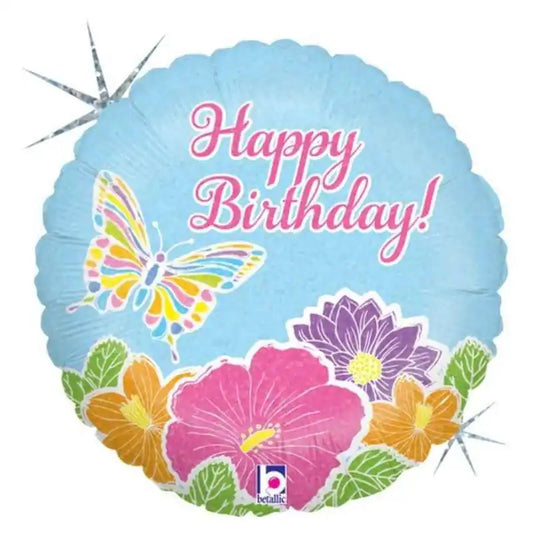 Globo foil con forma de mariposa y mensaje de cumpleaños de 46 cm para decoración de fiestas infantiles