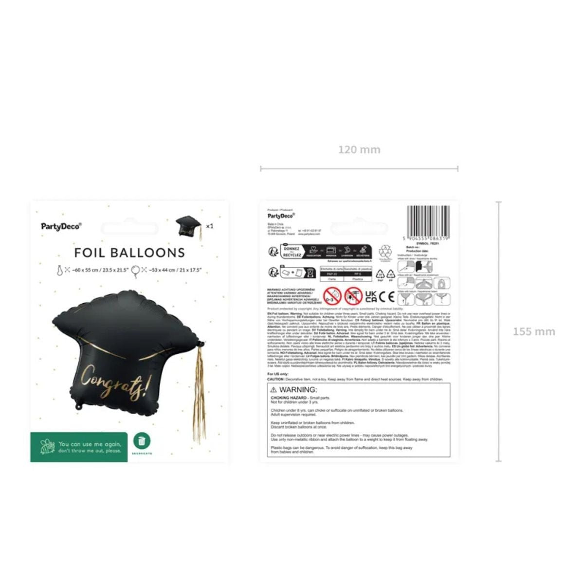 Globo Foil Gorro "Congrats!" 60x55 cm – Graduación - NAROSA SWEET PARTY