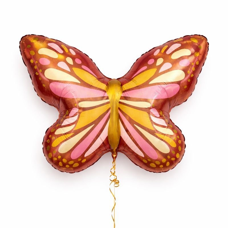 Globo Foil Mariposa Rosa y Café 89 cm – Aire o Helio - NAROSA SWEET PARTY