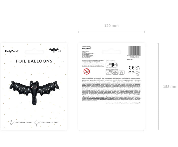 Globo Foil Murciélago Holográfico – 35×12 cm. No apto helio - NAROSA SWEET PARTY