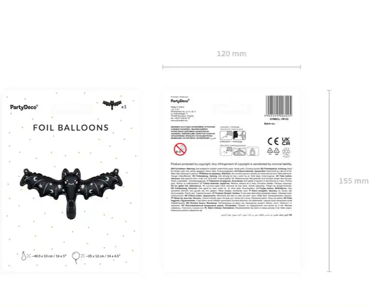 Globo Foil Murciélago Holográfico – 35×12 cm. No apto helio - NAROSA SWEET PARTY