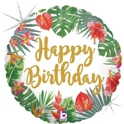 Globo Foil Redondo "Cumpleaños Tropicales" 46 cm | Apto Aire y Helio - Narosa Sweet Party Barcelona