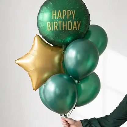 Globo Foil Redondo Verde Happy Birthday 35x35 cm – Apto Aire y Helio - NAROSA SWEET PARTY