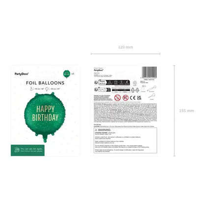 Globo Foil Redondo Verde Happy Birthday 35x35 cm – Apto Aire y Helio - NAROSA SWEET PARTY