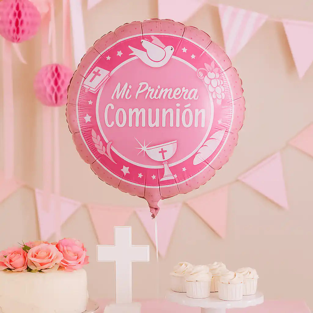 Globo Foil Rosado “Primera Comunión” – 45 cm - Narosa Sweet Party Barcelona