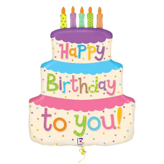 Globo Foil Tarta de Cumpleaños Multicolor 69 cm - Narosa Sweet Party Barcelona