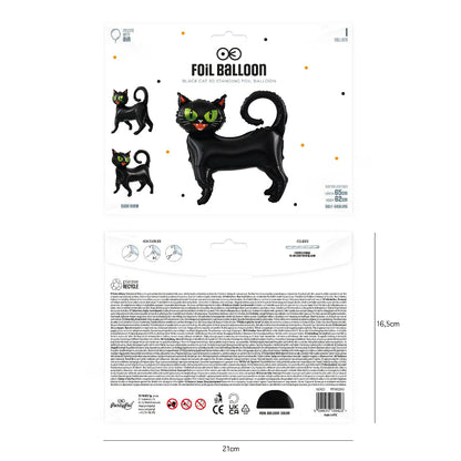 Globo Halloween Gato Negro de pie, foil, 65 x 62 cm. No apto helio - NAROSA SWEET PARTY