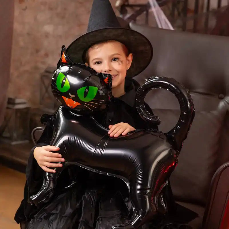 Globo Halloween Gato Negro de pie, foil, 65 x 62 cm. No apto helio - NAROSA SWEET PARTY