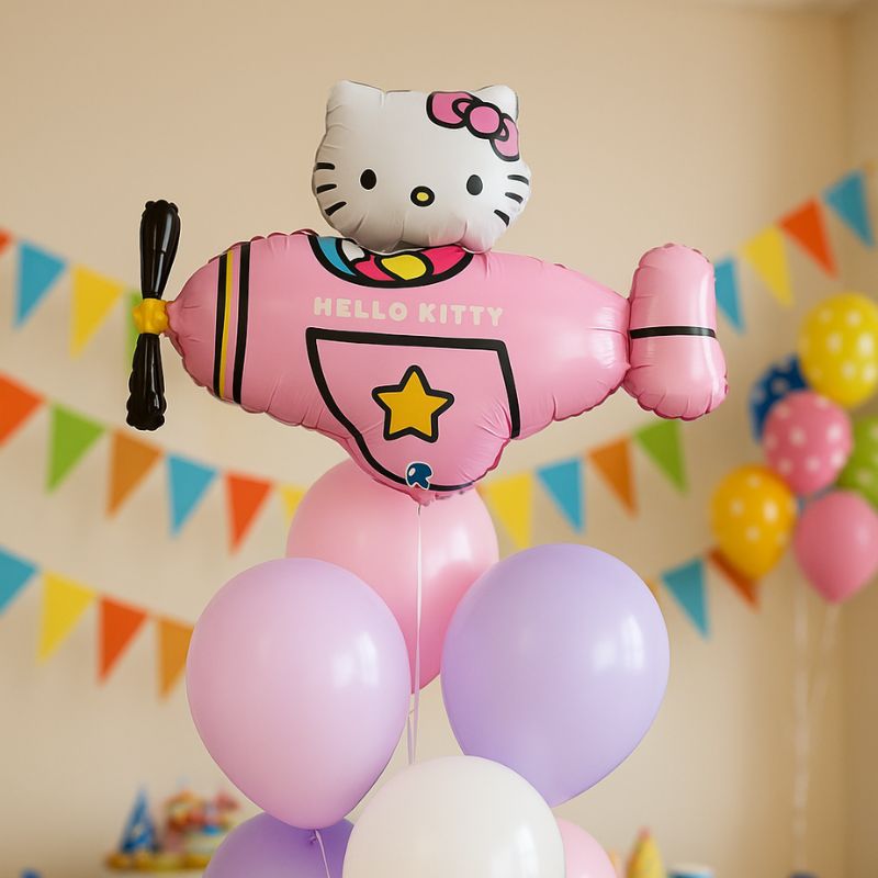 Globo Hello Kitty Avioneta Rosa - 76x52 cm - NAROSA SWEET PARTY